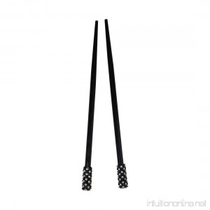 Set of 2 Hair Sticks Chopsticks with Colored Studded Tops - Black - B073NQ423M